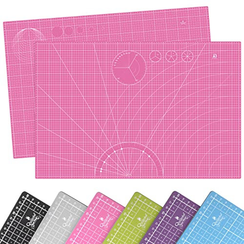 BASE DE CORTE QUIJOTE PAPER WORLD - Tamaño A1, 6 colores básicos, Patchwork, Guías de corte, cicatrización rápida, 3mm espesor, planchas para cortar - ROSA 1 UNIDAD