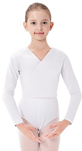 PLIKSUVER Ballett Wickeljacke Mädchen Langarm Gymnastik Tanz Ballettjacke Baumwoll Ballett Strickjacke für Mädchen Damen
