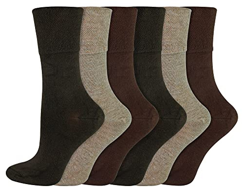 IOMI 6er Pack Damen Socken Ohne Gummibund Atmungsaktiv Extra Weit Bambus Diabetikersocken