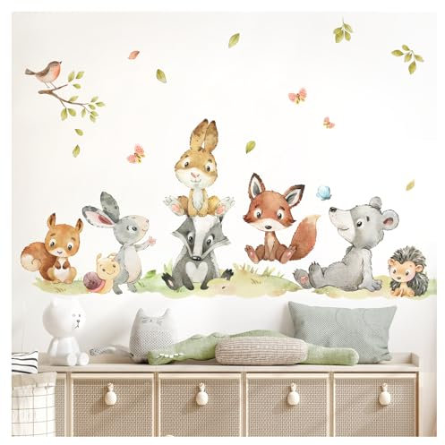 Little Deco Wandsticker Waldtiere Set Wandtattoo Kinderzimmer Hase Fuchs AST Babyzimmer Wandaufkleber Wanddeko DL956-2