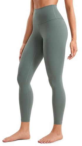 CRZ YOGA Butterluxe Damen High Waist Sport Leggings Blickdicht Yoga Leggins Sporthose Workout Gym Yogahose - 64cm Grauer Salbei 40