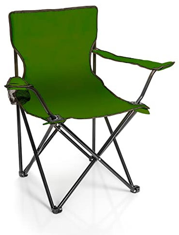 BigDean Faltstuhl GRÜN Campingstuhl Anglerstuhl mit Getränkehalter & Tragetasche - Anglersessel klappbar - Klappstuhl Gartenstuhl Faltstuhl Relaxsessel Angelsessel faltbar