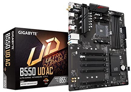 Gigabyte B550 UD AC (AM4/ AMD/ B550/ ATX/Dual M.2/ SATA 6Gb/s/USB 3.2 Gen 2/ Intel 802.11a/b/g/n/ac/Realtek GbE LAN/PCIe 4.0/ Motherboard)