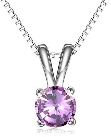 SLIACETE 925 Sterling Silber Geburtsstein Halskette für Frauen Mädchen 5A Zirkonia Anhänger Kette Geburtsstein Schmuck Geschenke (Jun.)