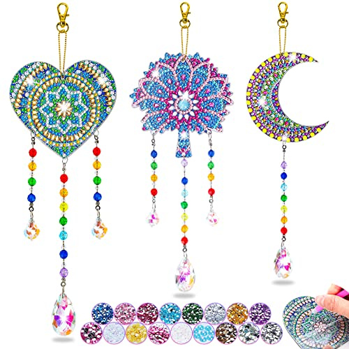 Girls Toy Craft Kits for Kids Age 5-12 Birthday Gifts Diamond Art WindChime | Gifts for 6-7-8-10-11 Year Old Girl Boys Teens-Diamond Art Kits with Double Sided Rhinestone Crafts for 6-10 Year Old Girls