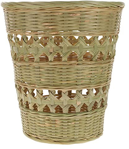 Angoily 1 Pc Poubelle En Bambou Poubelle Tressée En Panier Corbeille à Papier En Jonc De Mer Bacs De Rangement Tissés Couverture En Osier Bureau Porte-stylo Tissage De Bambou