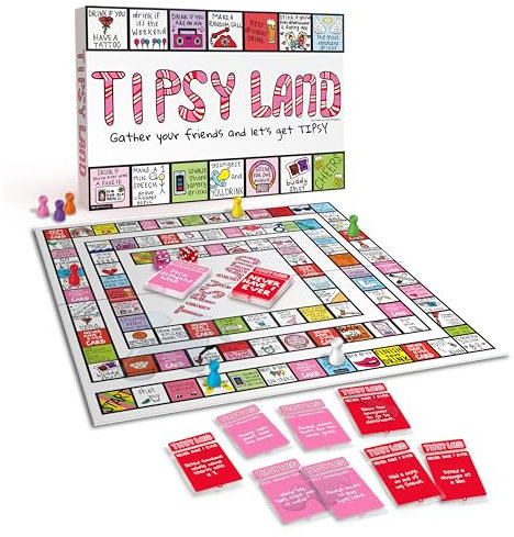 Tipsy Land Your New Favorite Party Brettspiel, 75+ einzigartige Plätze für Calling Out Friends, Silly Dares & Confessions, Mini Competitions, Inklusive Never Have I Ever Karten