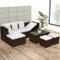 Festnight Lounge Gartenmöbel Set Rattan 4-TLG. Verstellbares Ecksofa,Gartenlounge Polyrattan,Lounge L Form Rattan,Balkonmöbel Lounge Kleiner Balkon,Braun mit Auflagen Ecklounge Gartensofa