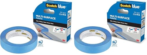 ScotchBlue Premium 2090 UK Multi-Surface Masking Tape for Walls Ceilings Metal Wood and Glass, Blue, 24mm (Pack of 2)