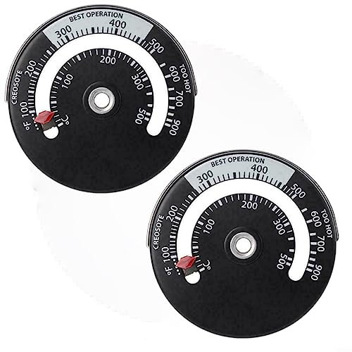 2 pcs Magnetisches Thermometer Für Brenner Und Ofen, Thermometer Ofenrohr Holzofen Thermometer Kaminofen Ofenthermometer Herd Thermometer Rohr Messgerät Kaminofen Für Schornstein Rohrkamin