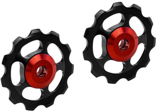 2pcs Rear Derailleur Pulley, 2pcs Aluminum Alloy Road Mountain Bike Derailleur Jockey Wheels Derailleur Pulley Guide Bearing replacement for Black/Red/ Golden/Si