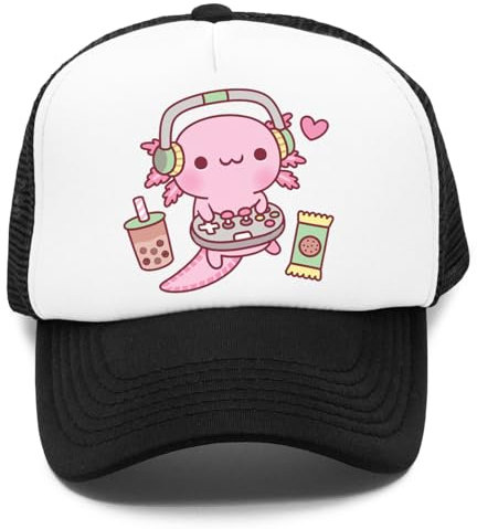 Cute Axolotl Loves Playing Video Games Kinder Kappe Baseball Rapper Cap