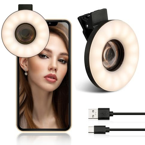 YZOuOZY 37mm Macro Lens for iPhone and Android with Mini Clip Ring Light