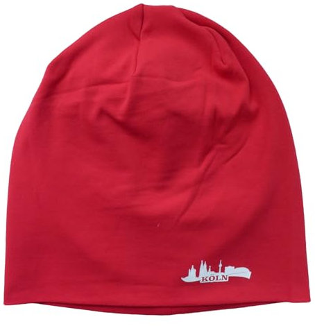 CHW Beanie Mütze Köln Skyline | rot | Kölnartikel | Damen Herren Kopfbedeckung