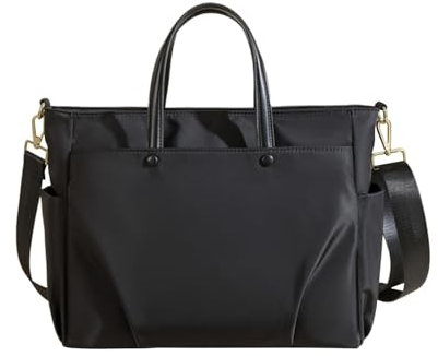 Anopo Sac a Main pour Ordinateur Portable Imperméable Sac Cabas Sac a Main avec Bandoulière Détachable pour Affaires Travail 15Pouces Noir