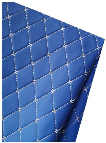 Kunstleder Meterware Kunstleder Gesteppt Kaschiert Polsterstoff Stoff 1,4x1m Wasserdicht Bezugsstoff Lederoptik für Handwerk DIY Nähen Möbel Autos(Size:1m,Color:königsblau)