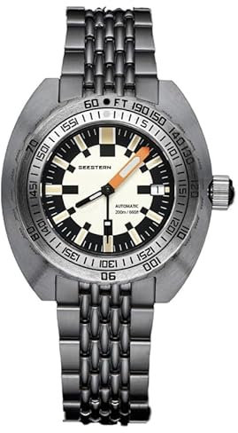 Seestern S406 Armee Automatik Stahl Schwarz Weiß Datumsanzeige Herrenuhr, Vintage