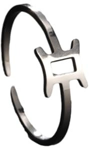 Sternzeichen-Ring – Damen,Verstellbar,Minimalistisch,Fingerringe,12 Sternbild-Schmuck,Krebs,Löwe,Jungfrau,Widder,Skorpion,Zwillinge,Astrologie-Schmuck – Damen Und Herren,Geschenk,Zwillinge,Größ
