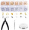 Marstey 1200-teiliges Quetschperlen-Set, inklusive Karabinerverschlüsse, Quetschrohre, Biegeringe, Quetschperlenabdeckungen, Perlendraht und Perlen-Crimpzange, Schmuckherstellungswerkzeug-Set mit Etui