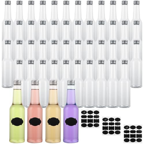 APACALI 24pcs Bouteilles Miniatures 350 ML, Bouteilles Miniatures Réutilisables avec bouchons à vis et 3 Autocollants, Bouteille Plastique pour remplir les liquides pour les mariages, les fêtes