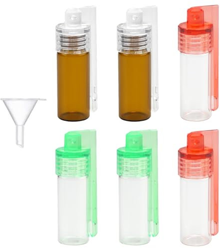 Zfseyuh 6 Piezas Herramienta de Polvo de Especias Mini Botella de Bolsillo con Embudo Mini Botella de Especias en Polvo para Organizar y Almacenar Artículos