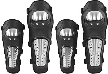 4 Stück Motorrad Knieschoner, Anti Rutsch Motorrad Schutz Knieschienbein Schutz Ellenbogenschützer für Motocross Rennen Radfahren ATV Mountainbike Skating Schutzausrüstung
