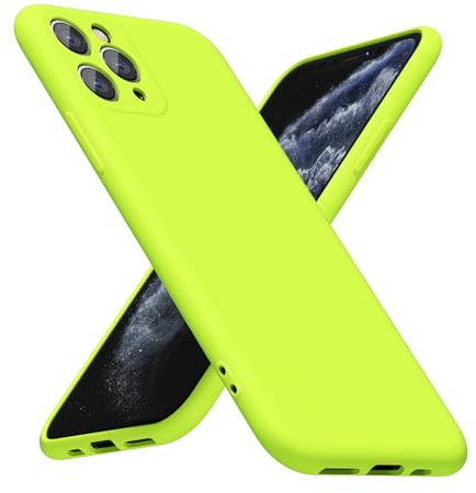 LoeoeL for iPhone 11 Pro Phone Case Silicone, Fluorescent Neon Lime Green Bright Color Matte TPU, Minimalist Ultra Thin Slim Soft Rubber Gel Girly Cute Case for Women Men, Camera Cover Protection