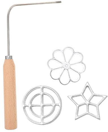 OQHAIR 1 Juego de Juego de Hierro para Freír DIY Snack Frito Moldes para Gofres de Aluminio Fundido con 3 Cabezales Intercambiables para Hornear en la Cocina Cocinar Artículos para el Hog