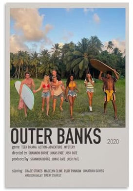 Outer Banks Vintage-Filmposter für Zimmer, ästhetisches Leinwandposter, Wandkunst, Dekoration, Wohnzimmer, Schlafzimmer, Dekoration, Poster, 20 x 30 cm, ungerahmter Stil
