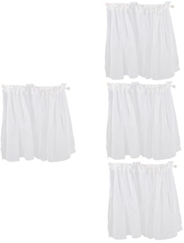 HEMOTON 4 Stück Vorhänge Für Puppenhäuser Fenstervorhang Schatten Layout Der Puppenhausszene Fenstervorhang Miniatur Gardinen Für Puppenhäuser Miniatur-spitzenvorhang Weiß Holz