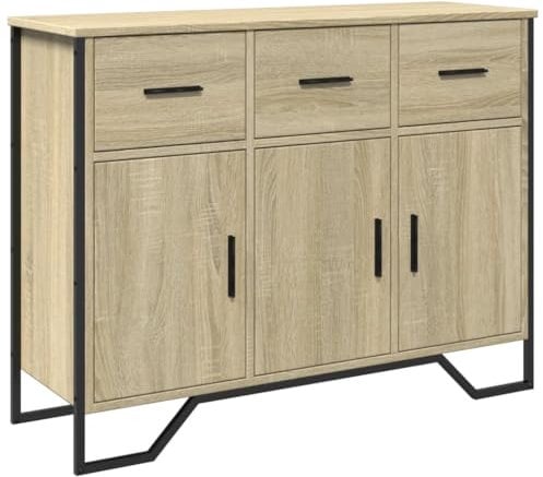 vidaXL Sideboard, Kommode mit Stauraum, Anrichte Schrank Metallbeine, Beistellschrank Mehrzweckschrank Highboard, Modern, Sonoma-Eiche Holzwerkstoff