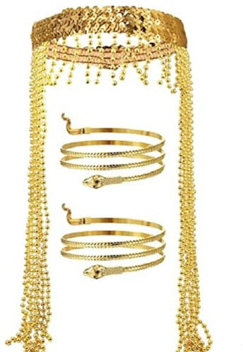 SZYDD Ägyptischer Kopfschmuck Ägyptischer Accessoires Set Cosplay Ägyptischer Kopfschmuck Damen Schlangenarmband Halloween Stirnband Karneval Party Kopfschmuck für Teenager Erwachsene Tuch, Suitable