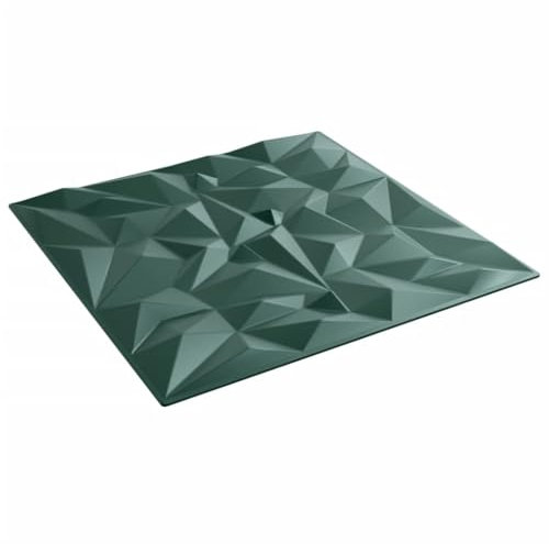 vidaXL Green Wall Panels Cover - 48 pcs XPS Foam Amethyst Wallpaper Tiles | Water-Resistant - 50x50 cm | for Bedroom, Living Room, Office