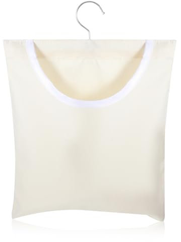 JJUNW Leinen Wäscheklammerbeutel, 30x26cm Klammerbeutel für Wäscheklammern, Wäscheklammern Korb mit Aufhängehaken für Heimgebrauch Lagerung Tasche Linen Clothes Peg Bag für bis zu 100 Wäscheklammern