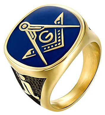 Grewod Verlobung Ringe, 4 MM Herren Edelstahl Trauringe Gold Freimaurer Siegel Schmuck Eheringe