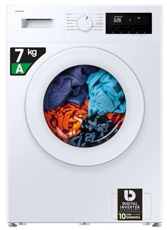 Samsung Lavatrice Slim WW70FG3M05TW/ET Libera installazione, 7 Kg, Vapore Igienizzante, Carica Frontale, Corpo e oblò: Bianco, Display: Nero, 59,5l x 85h x 45,5p cm