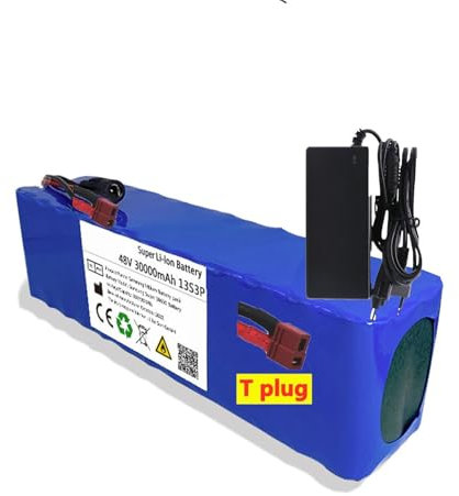 48V 30Ah E-Bike Akku für 0–1000 W Elektrofahrrad Scooter Motor E-Bike Lithium-Ionen Akku Lectric Bike Battery Pack mit 54.6V 2A Ladegerät T Plug,48V30Ah