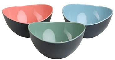 MOON HOME Obst- & Salatschalen Set - Moonlit Greens, farbige Servierschalen aus Melamin, 3er Schüssel-Set für Zubereiten, Anrichten & Servieren, großes Fassungsvolumen, ⌀ 20 x 11 cm