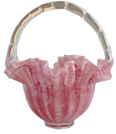 Glass Flower Basket Figurines Desktop Crystal Ornament Rural Handmade Hand Fired Glass Ornaments for Birthday Gift Miniature Figurines