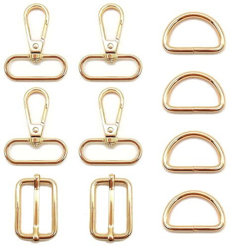 Niuhong 10 Pcs Ganci Scatto Giunto Girevole Anelli D Cursore Regolazione Cinghia Tri Glide Scorrevole Fibbia Fai Da Te Borsa Tracolla Crafting Artigianato Riparazione Borsa Accessori (Golden 32mm)