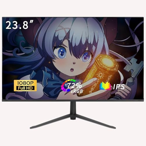 PC Monitor, 23.8 Inch LED Computer Monitor, 1080P Full HD,Low Blue Light, 75Hz,IPS, Frameless DesktopDisplay, HDMI VGA,DC12V,VESA Mounting