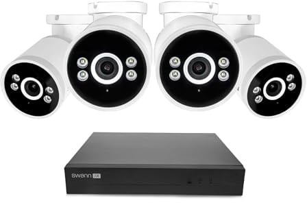 Swann Advanced X Series 8 Channel Wired 4K Home Security System w/4 Bullet PoE Cammeras and 1TB Local Storage, Night Vision, True Detect & no Subscription fee needed.