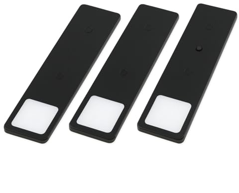 kalb | LED Unterbauleuchte Solid2, SET schwarz, mech. Schalter, 3W (Schwarz, 3er Set, warmweiß)