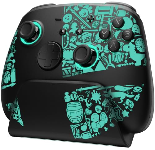 Switch 2 Pro Controller, Switch Controller Wireless with Charging Dock for Switch 2/Lite/OLED, RGB Bluetooth Gamepad with Hall Effect/7 LED Colors/Back Paddles/Dual Shock/Turbo/Motion Control, Black