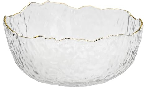 TOSSOW Glass Salad Bowl Irregular Shape Serving Bowls, 25 oz Mixing Bowls for Kitchen Prep, Fruit, Snack, Dessert, and Candy Dishes or Nut Bowls (Transparent)