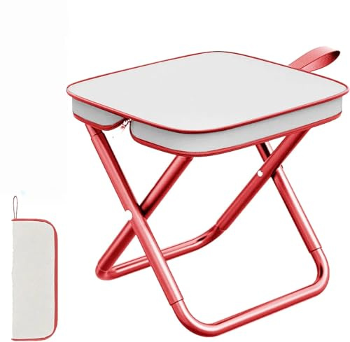 Kiuiom Campinghocker,Mini Klappstuhl,Klapphocker,Mini Camping Hocker,Klein Faltbar Hocker mit Tasche,Stabiler,Tragfähigkeit bis 220 Pfund,für Angeln Picknick Trekking Jagd Wandern,Schwarz (Rot)