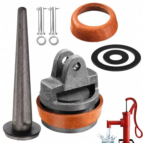 Ersatzkolben für Schwengelpumpe Typ 75 – Kolben-Set mit Ledermanschette | Mit Dichtungsring, Nasenstechventil und Bolzen, passend für Gartenpumpe, Handschwengelpumpe und Handpumpe