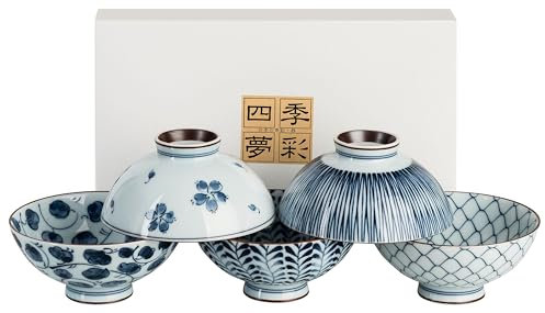Japan Reisschalenset TAYO-CHAWAN japanische Porzellan Reisschale 5er Set in Geschenkbox