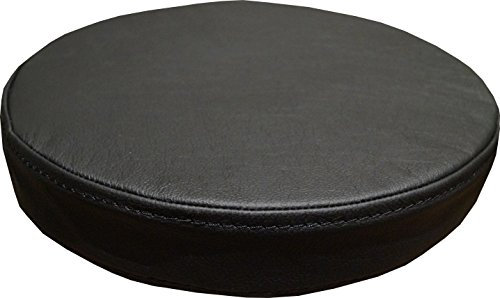 Quattro Meble Runde Schwarz Echtleder Sitzkissen Lederkissen Sitzpolster fur Barstuhl Barhocker Sessel Stuhle Bank doppelt genähtes Echt Leder Kissen Sitzauflage Auflage (Durchmesser 38cm)