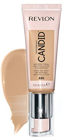 Revlon PhotoReady Candid Natural Finish Foundation, with Anti-Pollution, Antioxidant, Anti-Blue Light Ingredients, Sand Beige (220), 22 ml